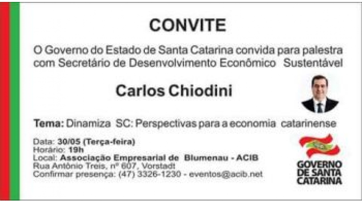 Perspectivas para a economia catarinense é tema de palestra na Acib