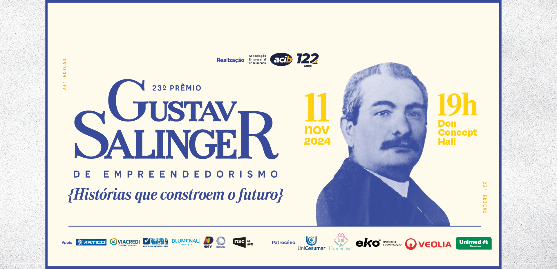 Ingressos para Prêmio Gustav Salinger de Empreendedorismo e aniversário da ACIB estão à venda